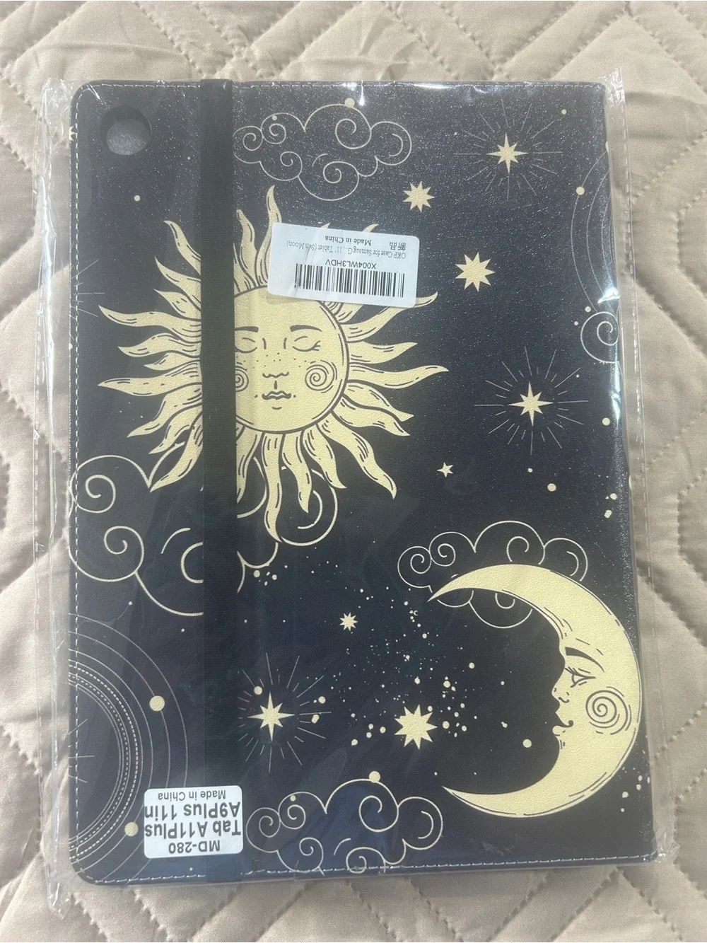 Sun & Moon Celestial Tablet Cover - Black with Cream Design